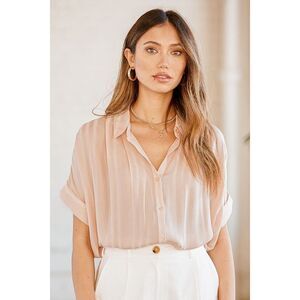 Lulus Everlee Light Pink Striped Button-up Top - Size XS